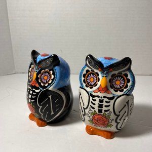 Day of dead owl mini salt and pepper shakers!